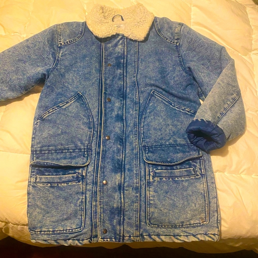 Vintage sherpa lined jean chore coat